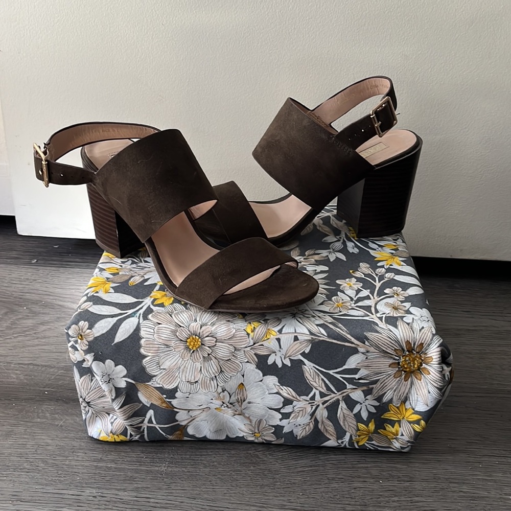 Primark green chunky heel sandals, Size 7